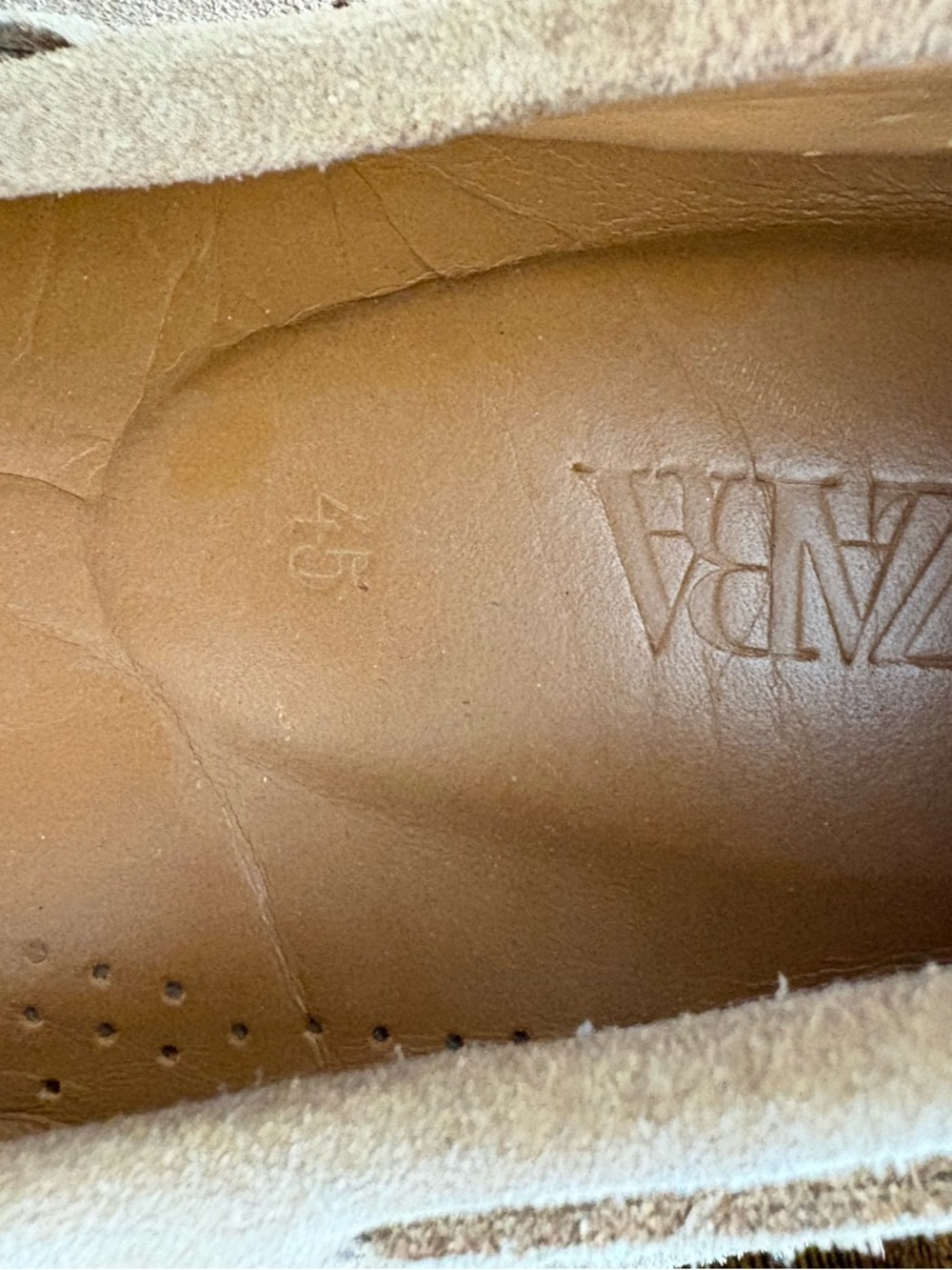 Zara Men’s Perforated Suede Tassel Loafers in Taupe - Picture 3 of 7